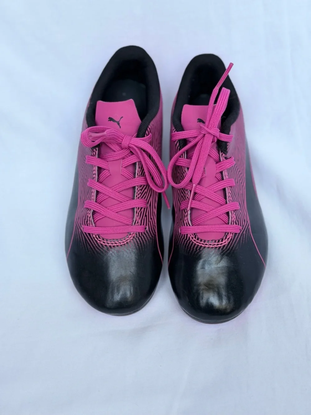 Puma Kids Black and Hot Pink Soccer Cleats